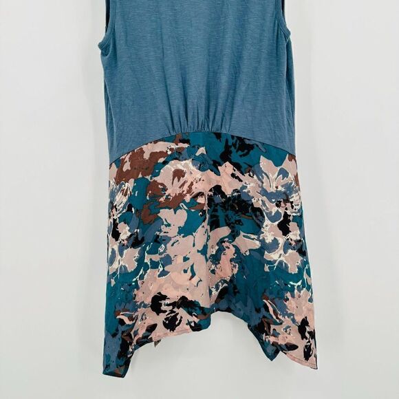 LOGO Lori Goldstein Size XS Blue & Cream Sleeveless Open Front Vest Cardigan - Picture 8 of 9